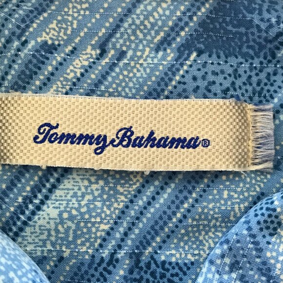 Tommy Bahama 100% Silk Shirt Men XXL Blue Striped Button Up Pocket Short Sleeve - Picture 3 of 12